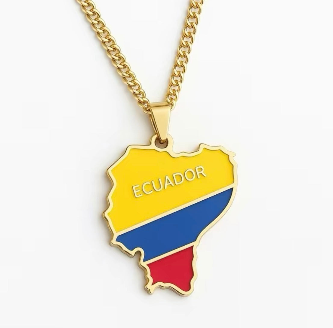 Ecuador necklace - golden color finish with Vibrant Flag Design and Durable Chain