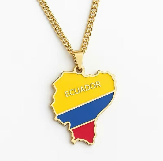 Ecuador necklace - golden color finish with Vibrant Flag Design and Durable Chain