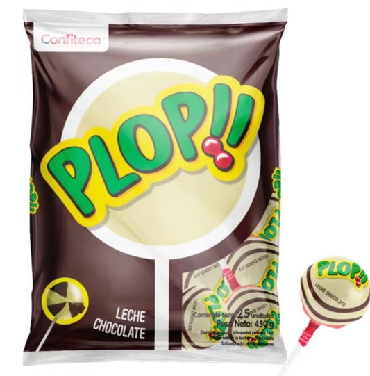 Plop- leche y chocolate chupetes 24ct