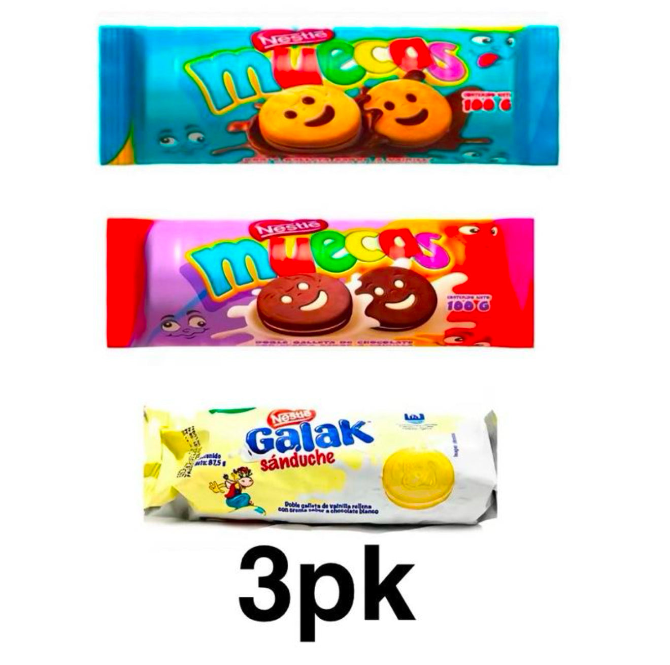 Combo 3pk Galak, Muecas vainilla & chocolate